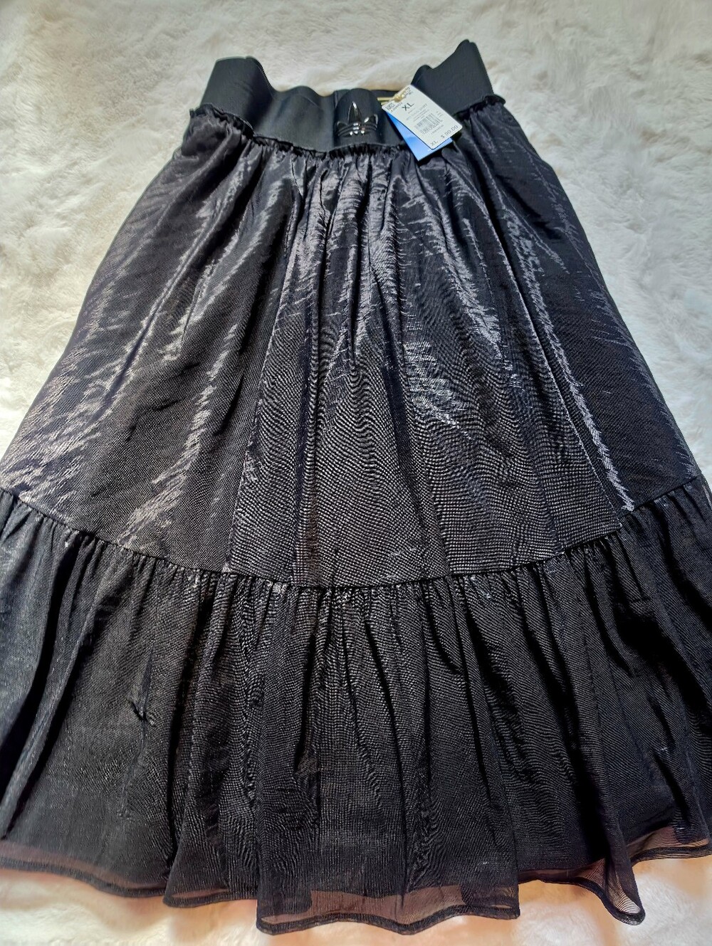 NWT Adidas Originals Waistband Tulle Maxi Skirt | Black, XL - Picture 2 of 9